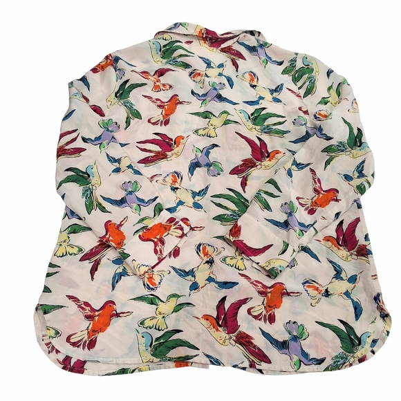 Anthropologie 100% Silk Potala Humming Bird Colorful button down Size US6 UK10 - Picture 4 of 8